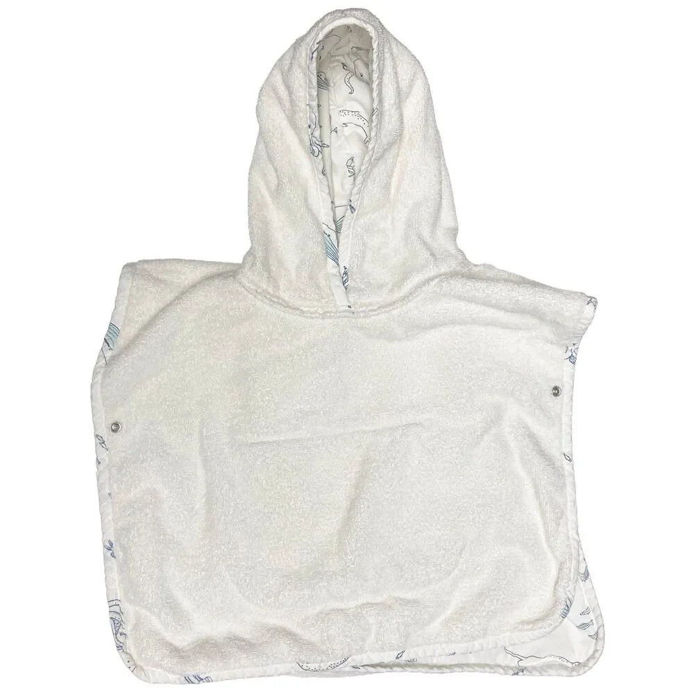 Pehr Baby Organic Cotton Hooded Towel Poncho Size 12-24 Months Life Aquatic